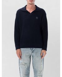 Maison Kitsuné - Cotton Ribbed Polo Jumper - Lyst