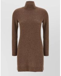 Max Mara - Cashmere Ribbed High-Neck Long-Sleeve Mini Dress - Lyst