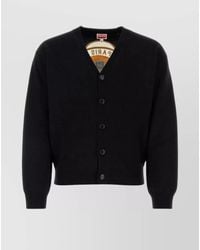 KENZO - Ribbed Cardigan With V Neckline And Graphic Print - Lyst