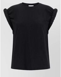 Nude - Crew Neck T-Shirt Ruched Sleeve Design - Lyst