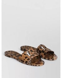 Dolce & Gabbana - Leopard-Print Rubber Flat Sandals - Lyst