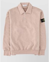 Stone Island - Cotton Long-Sleeve Polo Shirt - Lyst