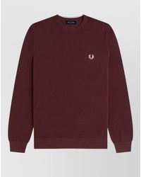 Fred Perry - Pique Logo Knit Top Textured Rib Trims - Lyst