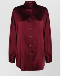 Tom Ford - Collared Neck Long Sleeves Pleated Back Top - Lyst