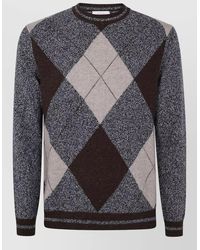 Ballantyne - Argyle Crew Neck Knit Sweater Long Sleeves - Lyst