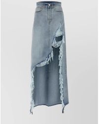 Vetements - Denim Destroyed Maxi Skirt - Lyst