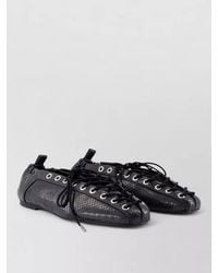 Ganni - Eyelet Lace Up Snake Loafers Ballerinas - Lyst