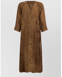Uma Wang - V-Neck Three-Quarter Sleeve Maxi Wrap Dress - Lyst