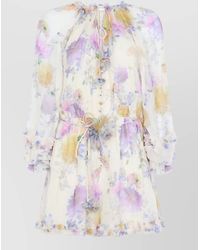 Zimmermann - Viscose Floral Print Long Sleeve Playsuit - Lyst