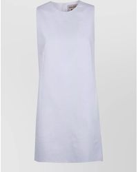 Semicouture - Linen Mini Dress Round Neckline Sleeveless - Lyst