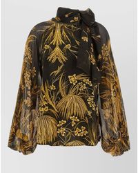 F.R.S For Restless Sleepers - Floral Print Silk Blend Long Sleeve Blouse - Lyst