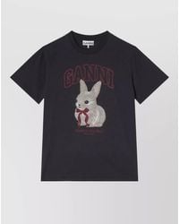Ganni - Rabbit Organic Cotton T-Shirt - Lyst
