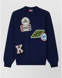 KENZO - Embroidered Sweater With Badges - Lyst