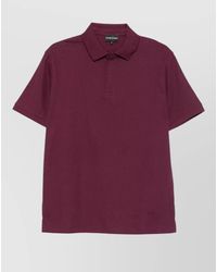 Emporio Armani - Textured Cotton Polo Shirt Short Sleeves - Lyst