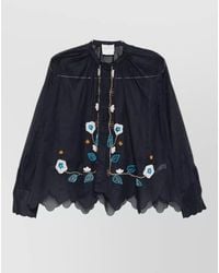 forte_forte - Cotton Shirt Long Sleeves Sheer Embroidery - Lyst