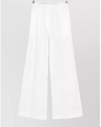 forte_forte - Cotton Trousers Wide Leg Side Pockets - Lyst