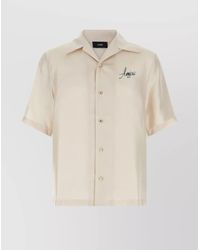 Amiri - Graphic Print Camp Collar Short Sleeve Shirt - Lyst