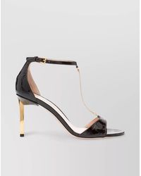Tom Ford - T-Bar Croc-Embossed Mid Heel Sandals - Lyst
