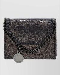 Stella McCartney - Chain Detail Metallic Finish Compact Wallet - Lyst
