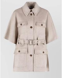 Max Mara - Nettare Cashmere Cape Belted Waist - Lyst