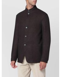 ZEGNA - Wool And Silk Jacket With High Collar - Lyst
