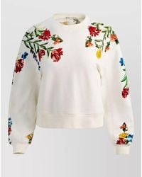 Alice + Olivia - Embroidered Cotton Sequin-Embellished Crew-Neck Long-Sleeve Sweatshirt - Lyst