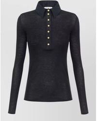 Elisabetta Franchi - Slim-Fit Long-Sleeve Knit Polo Shirt - Lyst
