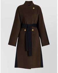 Alberta Ferretti - Long Wrap Jacket Belted Waist Contrast Panels - Lyst