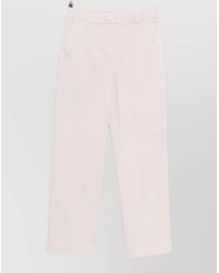 Via Masini 80 - Straight Leg Cotton Trousers Belt Loops - Lyst