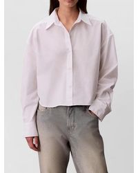 Calvin Klein - Cropped Oversized Shirt - Lyst