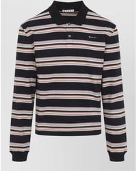 Marni - Striped Cotton Long-Sleeve Polo Shirt - Lyst
