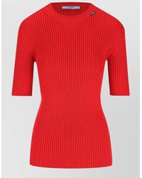 Prada - Crew Neck Ribbed Texture Short Sleeve Top - Lyst