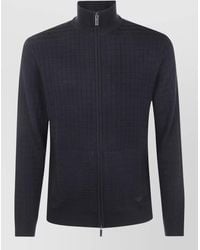 Emporio Armani - Fine-Knit Zip-Up Turtleneck Sweater - Lyst