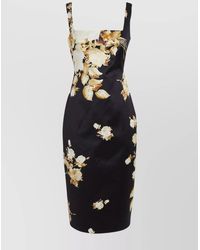 Max Mara Vittor Midi Dress With Silk Insert in Blue | Lyst