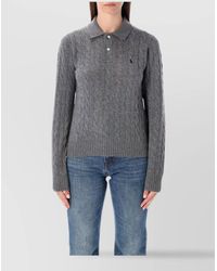 Polo Ralph Lauren - Cable Knit Polo With Ribbed Cuffs And Hem - Lyst