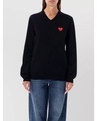 COMME DES GARÇONS PLAY - Wool Ribbed V-Neck Jumper - Lyst