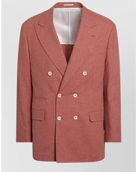 Brunello Cucinelli - Peach Double-Breasted Wool-Blend Jacket - Lyst