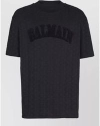 Balmain - Monogram Terrycloth Logo Crewneck T Shirt - Lyst