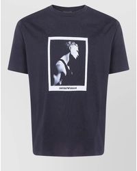 Emporio Armani - Cotton Graphic Print Logo Print Crew Neck Short Sleeve T-Shirt - Lyst