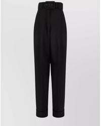 Max Mara - Virgin Wool High-Rise Pleated Cropped Trousers - Lyst