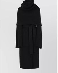 Rick Owens - Long Hooded Coat Belt And Cape - Lyst