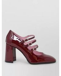 CAREL PARIS - Patent Leather Triple Strap Block Heel Pumps - Lyst