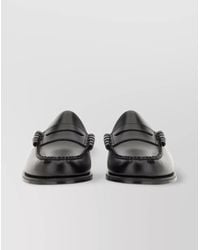 G.H. Bass & Co. - Leather Loafers With Round Toe And Stitched Detailing - Lyst