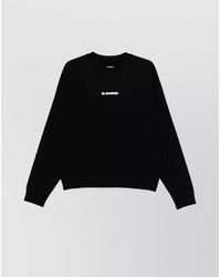 Jil Sander - Crew Neck Cotton Sweatshirt With Ribbed Cuffs - Lyst