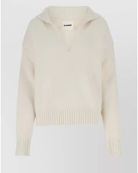 Jil Sander - Cashmere Blend Ribbed V-Neck Oversized Jumper - Lyst