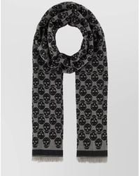 McQueen - Embroidered Wool Silk Scarf - Lyst