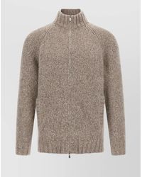 Brunello Cucinelli - Alpaca Wool Cardigan With Ribbed Cuffs - Lyst