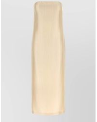 Loulou de Saison - Silk Blend Off-The-Shoulder Sleeveless Striped Midi Sheath Dress - Lyst