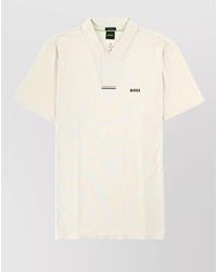 BOSS - Short Sleeve Polo Collar Knit Top - Lyst