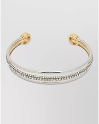 Tory Burch - Dual Tone Open Cuff Stone Bracelet - Lyst